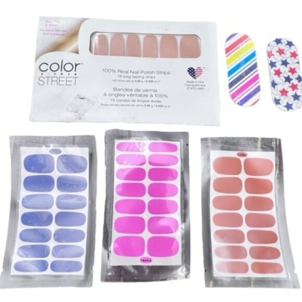 Lot of 4 Press On Nail Packs Color Street + 2 Nail Boards NEW Gift Nail Set